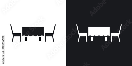 Dinner table icon in black and white glyph versions