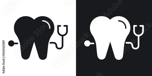 Dental care icon in black and white glyph versions