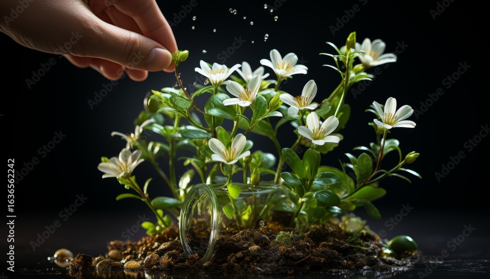 Fototapeta premium sprout of a seedling in human hands, ecology and life of plants.