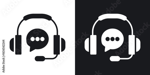 Customer support icon in black and white glyph versions
