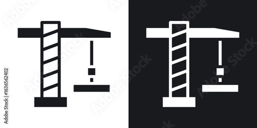 Crane icon in black and white glyph versions