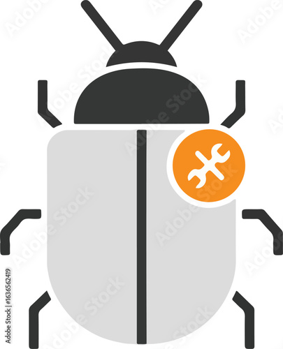Software bug fixing and code repair vector icon.