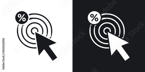 Click through rate icon in black and white glyph versions