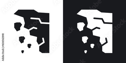 Cliff icon in black and white glyph versions