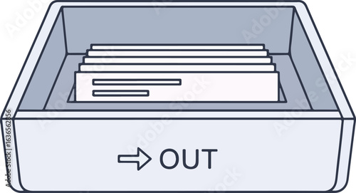 Office outbox tray illustration for outgoing documents