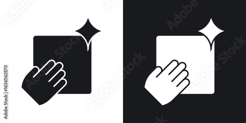 Clean icon in black and white glyph versions