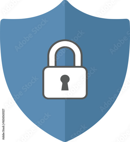 Protection shield with lock symbol for security