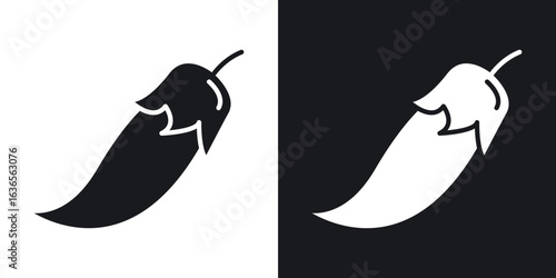 Chili icon in black and white glyph versions