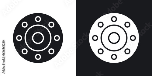 Car bearing icon in black and white glyph versions