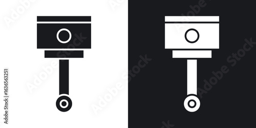Car Piston icon in black and white glyph versions