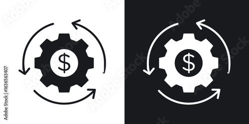Business model icon in black and white glyph versions