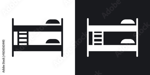 Bunk bed icon in black and white glyph versions
