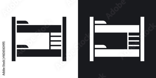 Bunk bed icon in black and white glyph versions