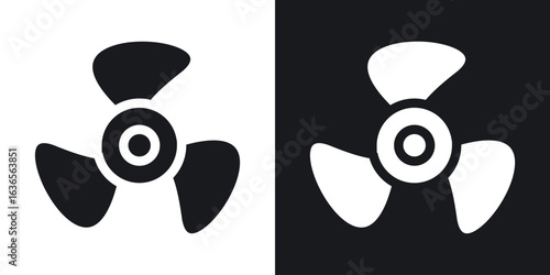 Boat screw icon in black and white glyph versions