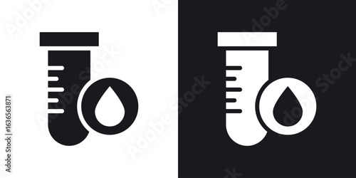 Blood test icon in black and white glyph versions