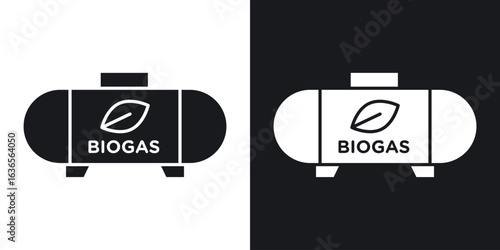 Biogas icon in black and white glyph versions