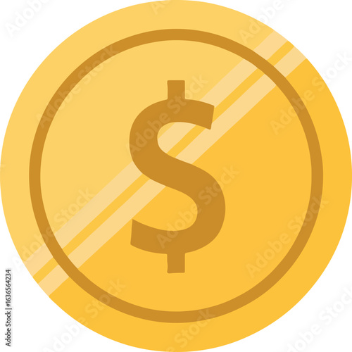 Golden coin with dollar sign symbol icon