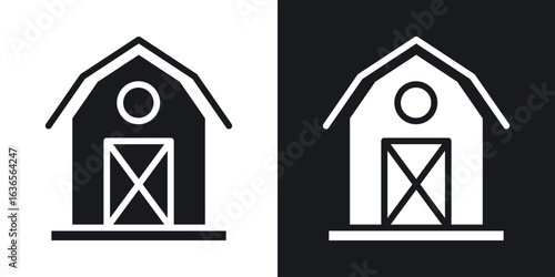 Barn icon in black and white glyph versions