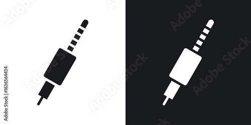 Audio jack icon in black and white glyph versions
