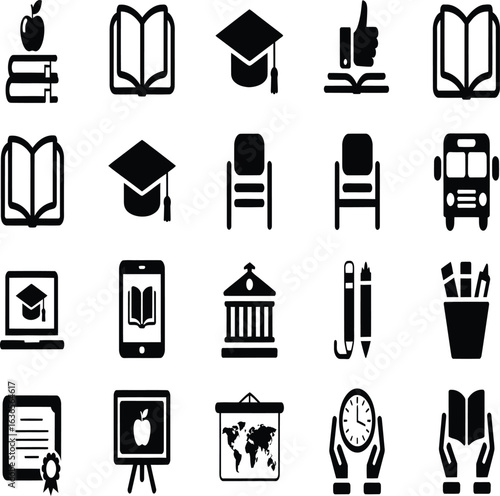Mastering education and learning with this versatile icon set, perfect for modern academic and knowledge-sharing platforms.