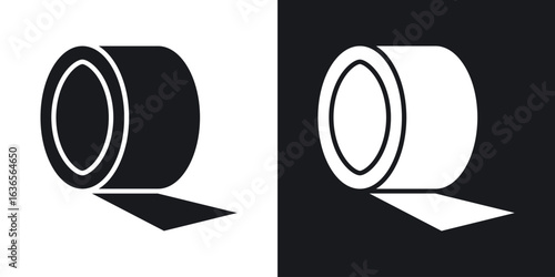 Adhesive tape icon in black and white glyph versions