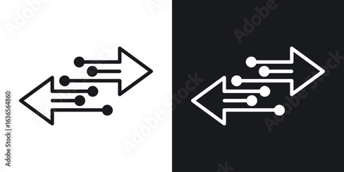Transfer arrows icon in black and white glyph versions