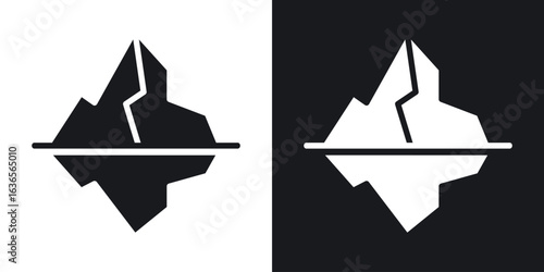 Iceberg icon in black and white glyph versions
