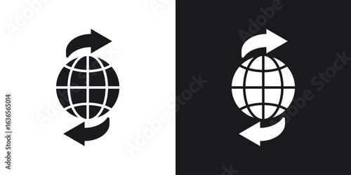 Import export icon in black and white glyph versions