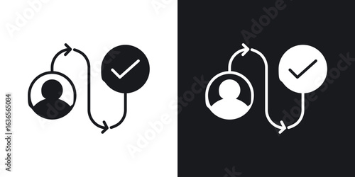 Customer journey icon in black and white glyph versions