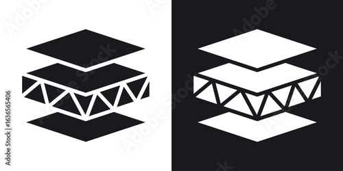 Insulation icon in black and white glyph versions