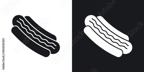 Hot dog icon in black and white glyph versions