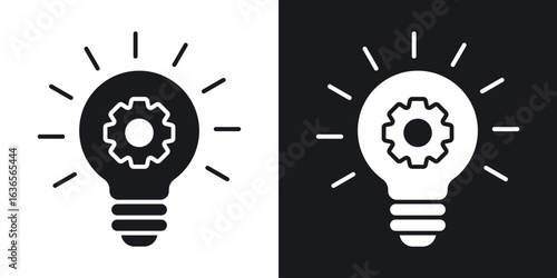 Innovation icon in black and white glyph versions