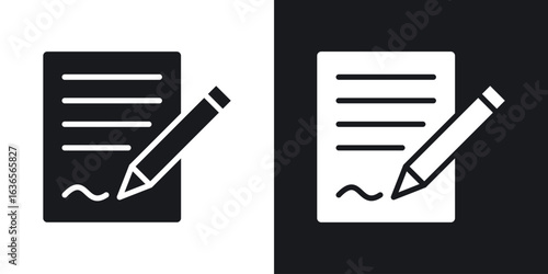 Agreement icon in black and white glyph versions