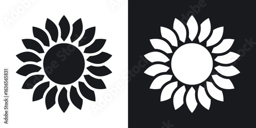 Sunflower icon in black and white glyph versions