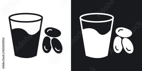 Ramadan iftar icon in black and white glyph versions