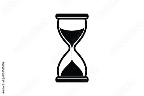 Classic Hourglass with Flowing Sand Depicted in Black Silhouette