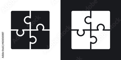 Puzzle icon in black and white glyph versions