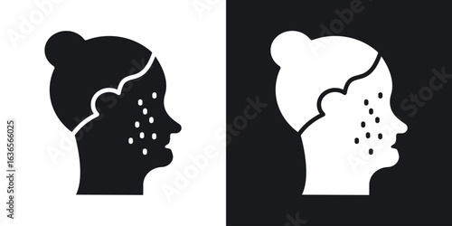 Acne icon in black and white glyph versions
