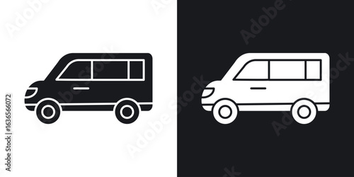 Van icon in black and white glyph versions