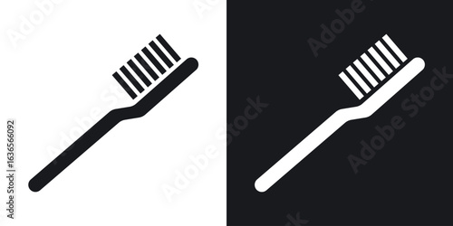 Toothbrush icon in black and white glyph versions