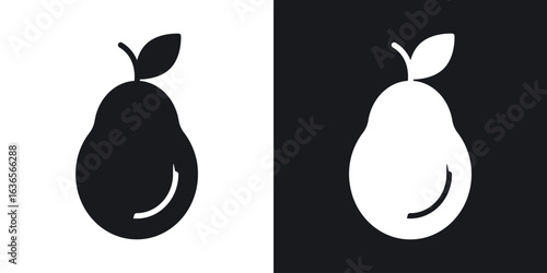 Pear icon in black and white glyph versions