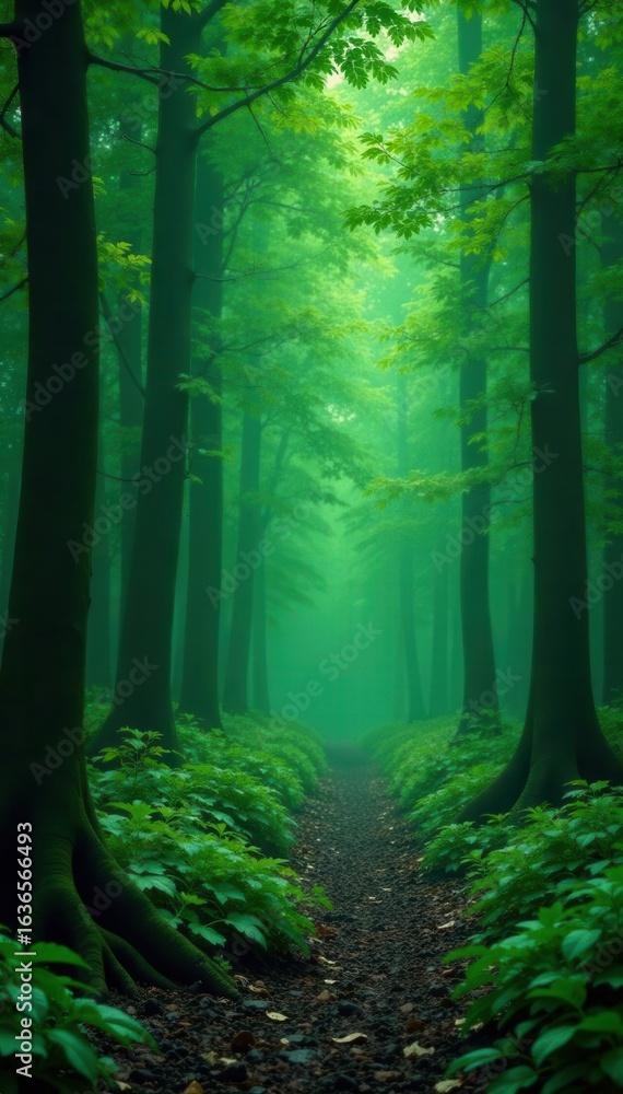 Obraz premium Deep forest green gradient, fine grain noise overlay, muted, design