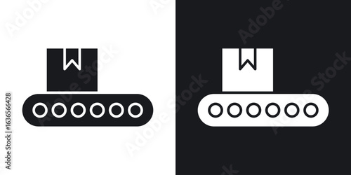 Conveyor belt icon in black and white glyph versions