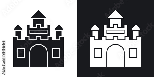Castle icon in black and white glyph versions