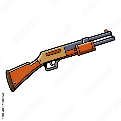 Creative Browning BPS Gun Vector Style on White