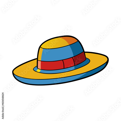 Creative Boater Hat Vector Illustration on White