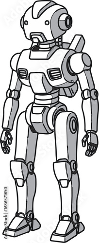 Robot Humanoid Body Outline Vector for Technology and AI Concepts funny cartoon robot