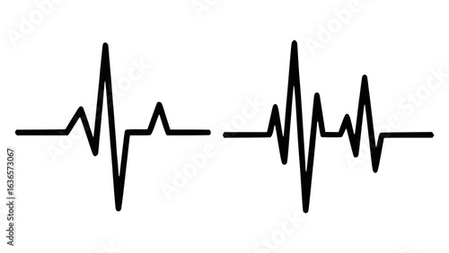 Vector illustration of a normal and irregular heartbeat pulse line