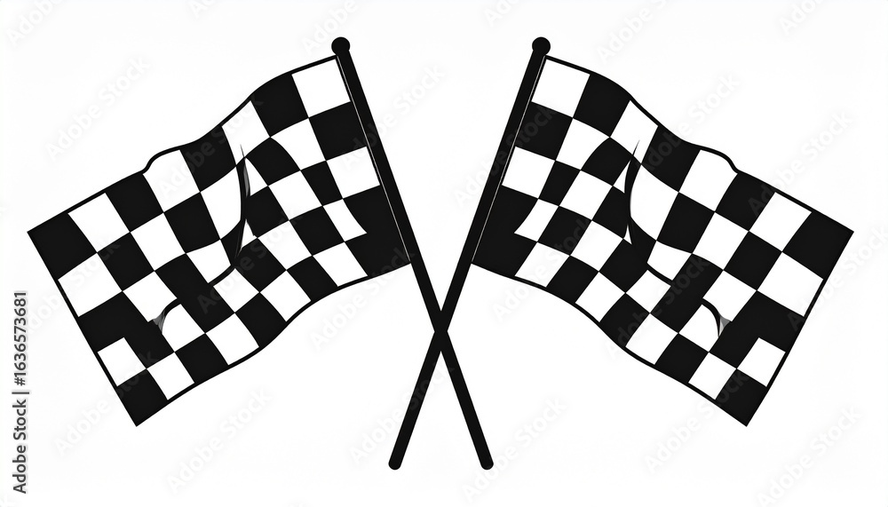 Fototapeta premium Vector Crossed Finish Flags – Checkered Racing Icons for Sports and Motorsports