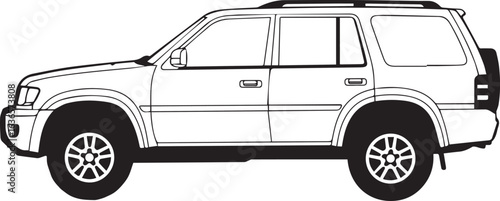 off road vehicle vector Minimal SUV Side Profile Vector